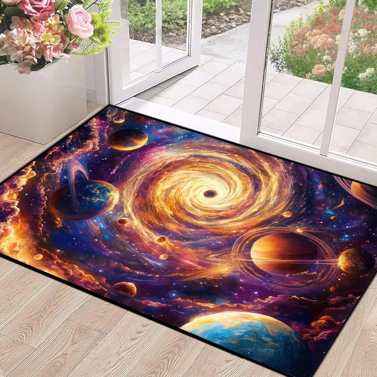 5' X 7' Queen and King Rug Black Grey Area Rugs Dining Living Room Bedroom Kitchen Office Yoga Room Washable Floor Mat Doormats Throw Rug Carpet Room Decor