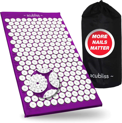 Premium Acupressure Mat, Strap & Pillow 3 piece Gift Set, 12,348 Acupuncture Pressure Points for Back Pain Relief, Increased Energy, Relaxation, Drawstring Bag, Deep Blue