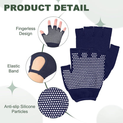 Yoga Gloves, Non Slip Fingerless Pilates Gloves Breathable Exercise Workout Mittens