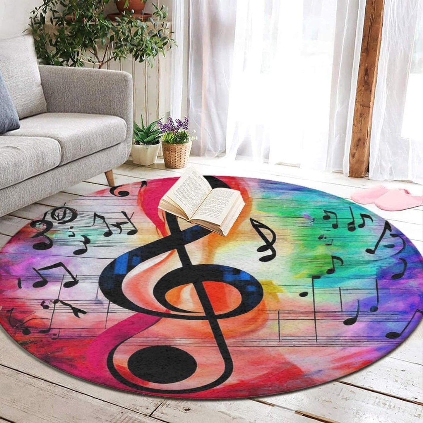 Room Sofa Yoga Soft Round Carpet, Home Decor Non Slip Kitchen Office Circle Rug, Machine Washable Modern Round Area Rug Beach Turtles, 60inch