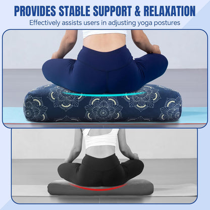 MABOZOO Yoga Bolster Pillow, Rectangular Yoga Bolster for Restorative & Meditation, Professional Meditation Cushion with Carry Handle