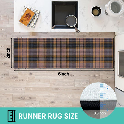Runner Rug Washable 2x6 White Navy Blue Green Tartan Plaid Scottish Texture from Tartan Plaid Non-Slip Hallway Area Rug Indoor Outdoor Home Decor for Entryway Bathroom Kitchen Carpet Yoga Floor Mat