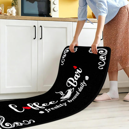 Coffee Kitchen Rug, 20"x47" Soft Velvet Kitchen Runner, Laundry Room Rugs Thickened TPR Bottom Floor Mat, Friendly for Kids & Pets, Multi-Use for Yoga Office, Coffee Station Rug Decor