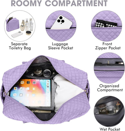 LUOCIP Large Women Travel Duffle Bag, Carry on Bag with Wet Toiletry Pocket for Overnight, Weekend, Yoga, Gym, Business Trips, Sport and Hospital, Black - Colors A