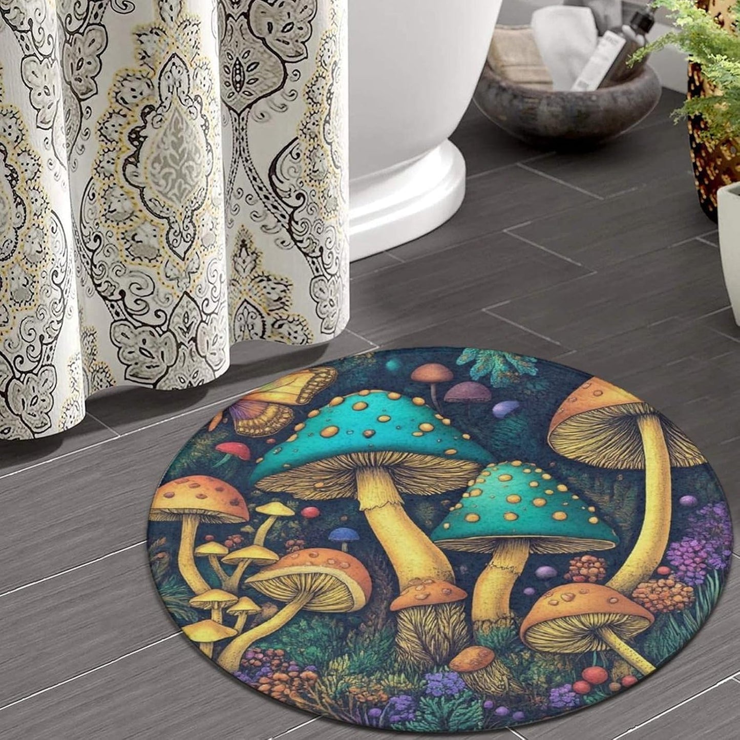 Home Decor Non Slip Kitchen Office Circle Rug, Machine Washable Modern Round Area Rug, Room Sofa Yoga Soft Round Carpet Purple Galaxy Trippy Space Astronaut Art, 36inch