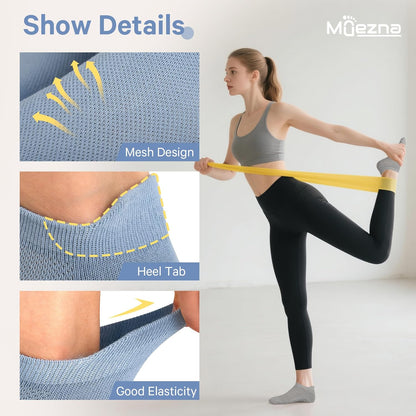 Muezna 6 Pairs Pilates Grip Socks for Women, Non Slip Yoga Socks with Grips, Grippy Socks for Barre, and Hospital
