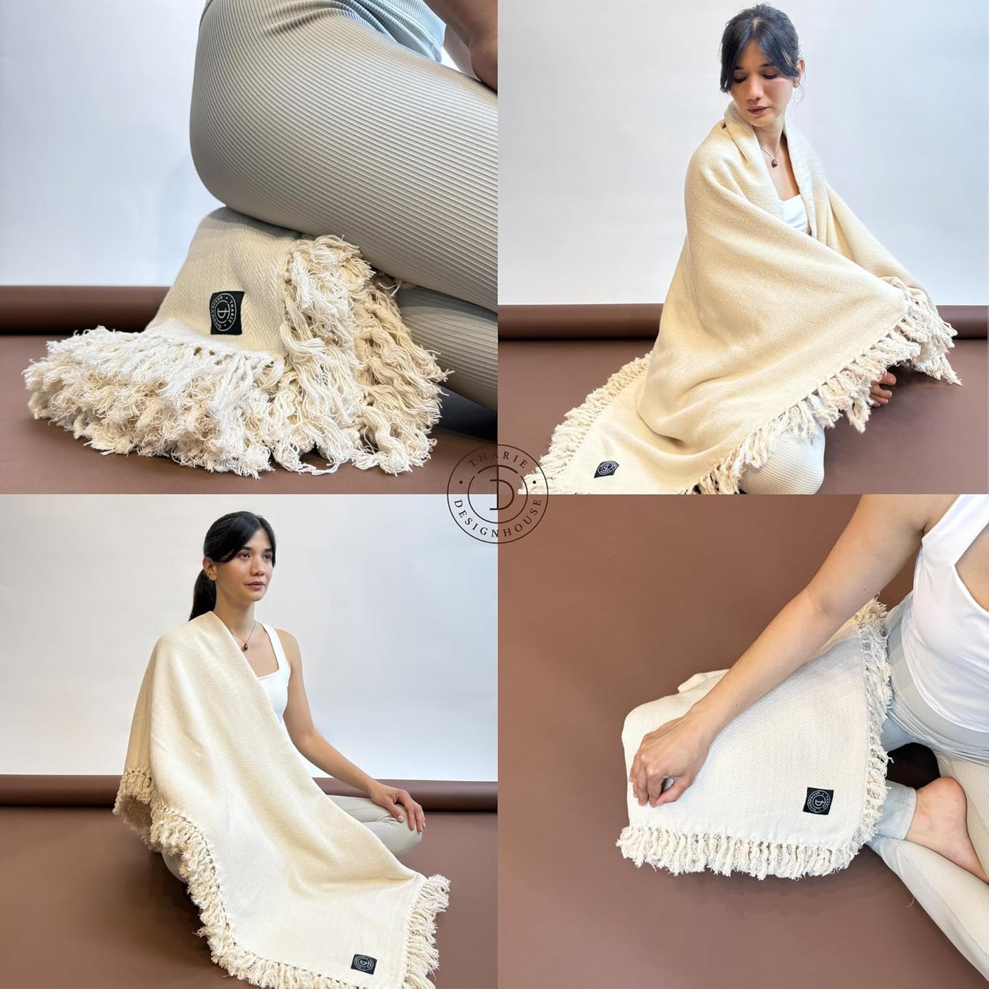 Tharie Handwoven GOTS-Certified Organic Cotton Blanket, Lightweight & Breathable, 142 x 200 cm