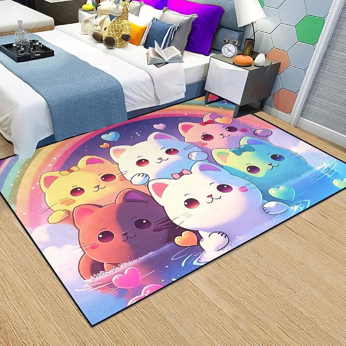 Black Girl Area Rug for Bedroom African American Rugs for Room Princess Carpet Kids Rugs for Bedroom African Girls Carpet for Living Room Teen Girls Yoga Mats, Pink, 4'×5'