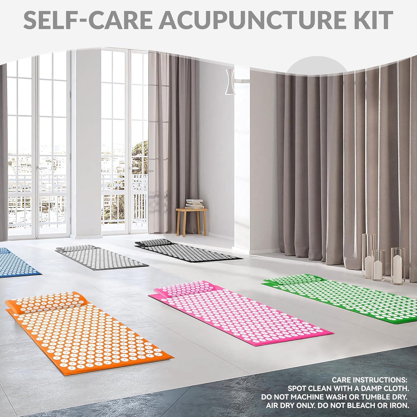 Fitvids Acupressure Mat and Pillow Set for Back/Neck Pain, Acupuncture Products to Relieve Muscle Fatigue, Improve Insomnia for Sedentary People, Acupuncture Eases Stress, Massage Mat, Pink