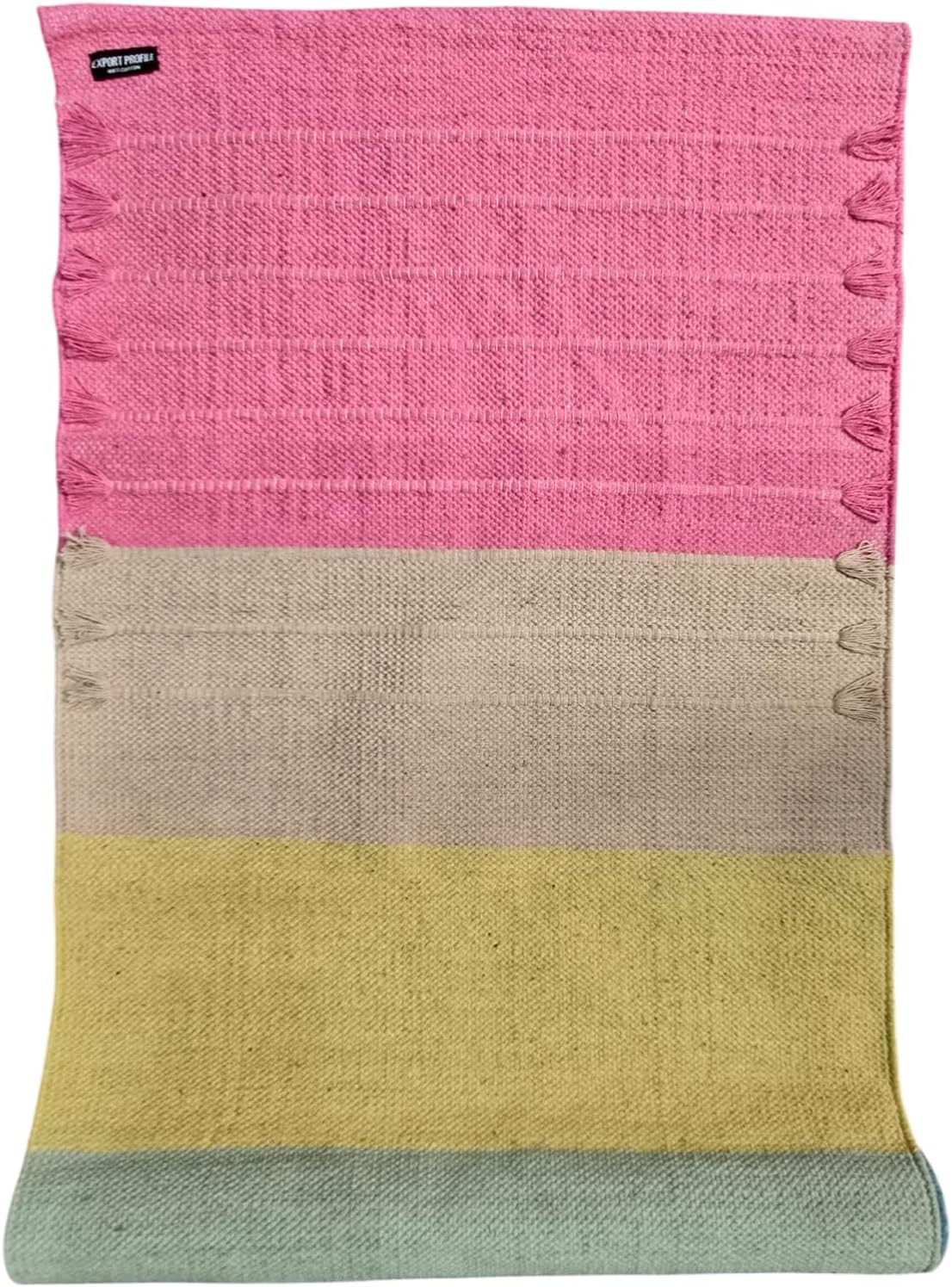 Indian Handmade100 % Organic Anti Skid Multi Colour Cotton Yoga Mat - Eco-Friendly Hand-Woven Rug - Non-Slip & Thick (24”x72”x5mm) for Hot yoga & Everyday Fitness at Home - Comfortable & Foldable Extra-Long Mat