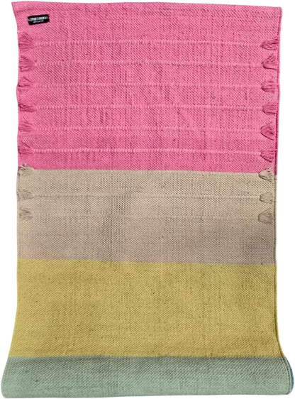 Indian Handmade100 % Organic Anti Skid Multi Colour Cotton Yoga Mat - Eco-Friendly Hand-Woven Rug - Non-Slip & Thick (24”x72”x5mm) for Hot yoga & Everyday Fitness at Home - Comfortable & Foldable Extra-Long Mat