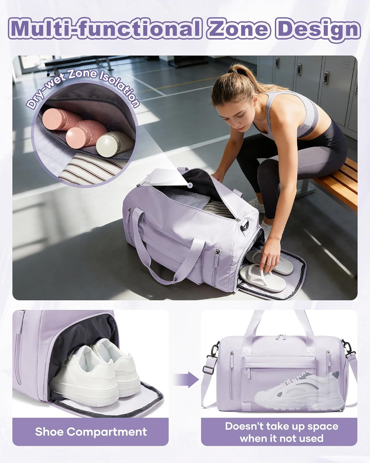 Gym Bag Womens Mens with Shoes Compartment and Wet Pocket Travel Duffel Bag for Women for Plane Sport Gym Tote Bags Swimming Yoga Waterproof Weekend Overnight Carry on Bag Hospital Holdalls - Colors A