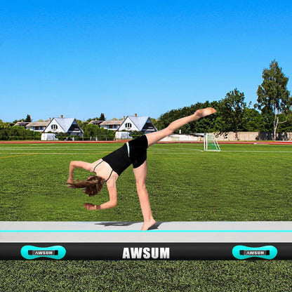 AWSUM Inflatable Gymnastics Mat 10ft/13ft/16ft/20ft/23ft Training mat 4/8 inches Thick tumbling mat with Electric Pump for Home/Gym/Outdoor