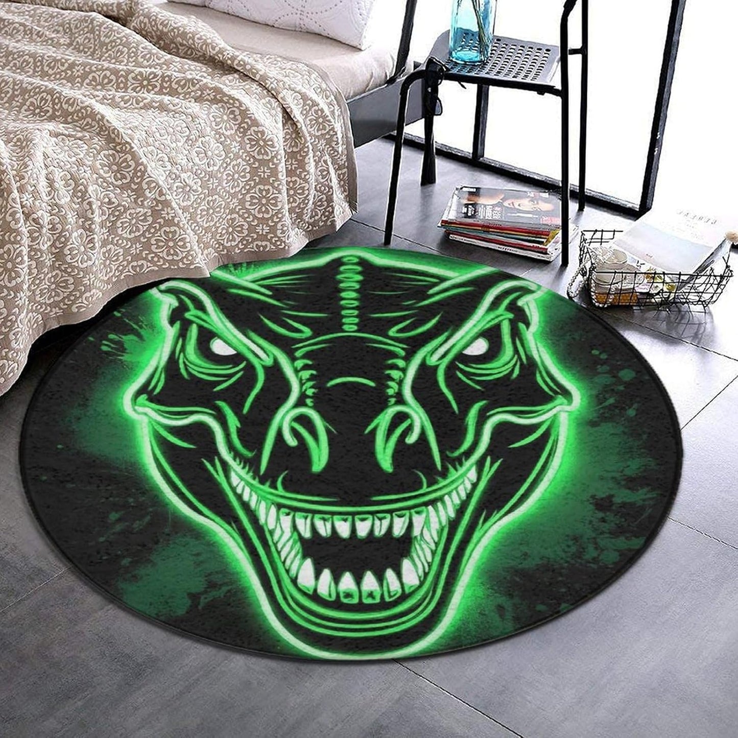 Large Home Decor Mat, Soft Round Yoga Carpet, Non Slip Machine Washable Home Office Circle Rug Gothic Witchy Sun Moon Mushroom Moth