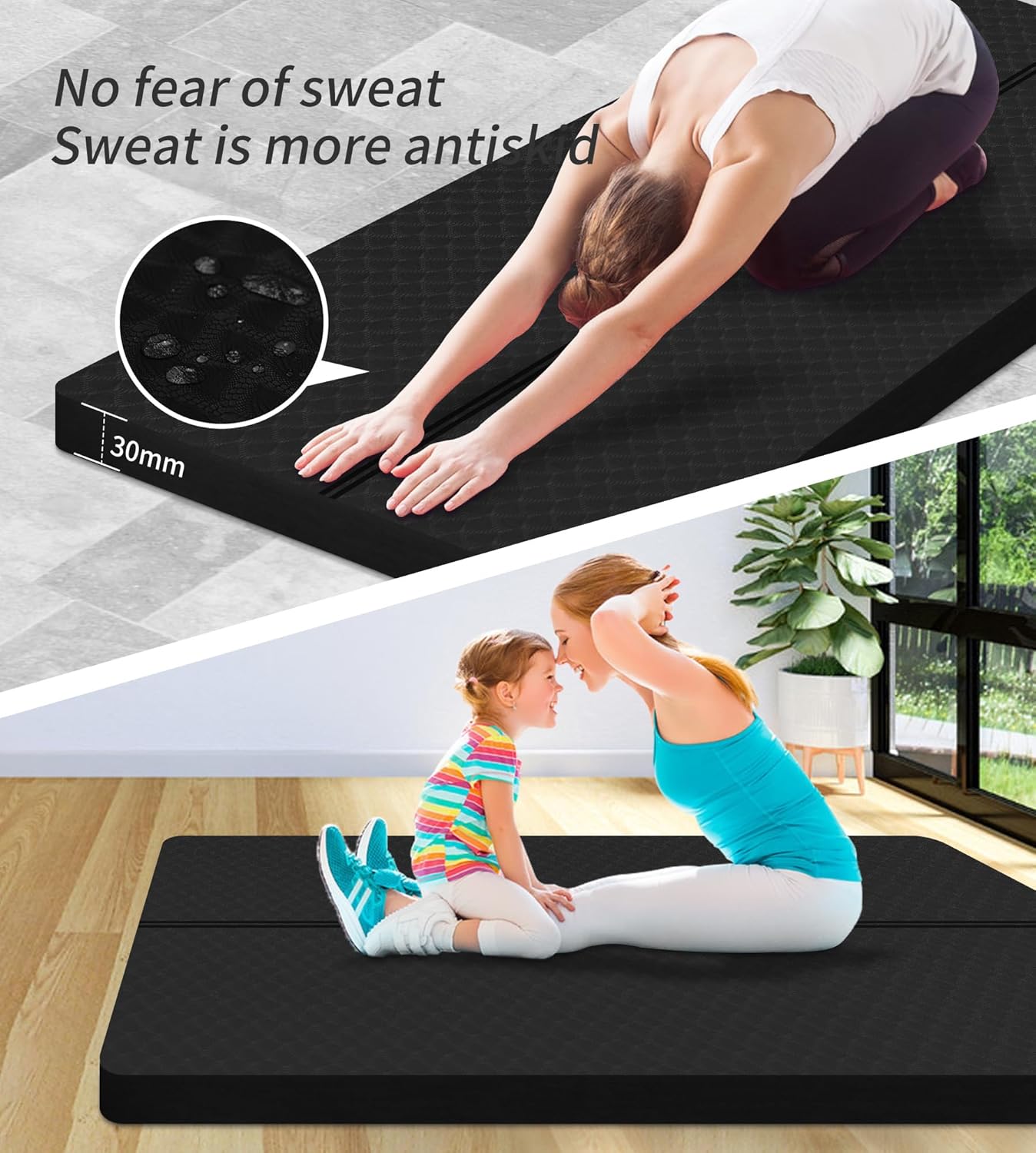 nuveti Large Exercise Mat - 15mm/20mm/30mm Thick Yoga Mat | Workout Mat for Fitness, Yoga, Pilates, Stretching & Floor Exercises for Women & Men with Free Carrying Bag
