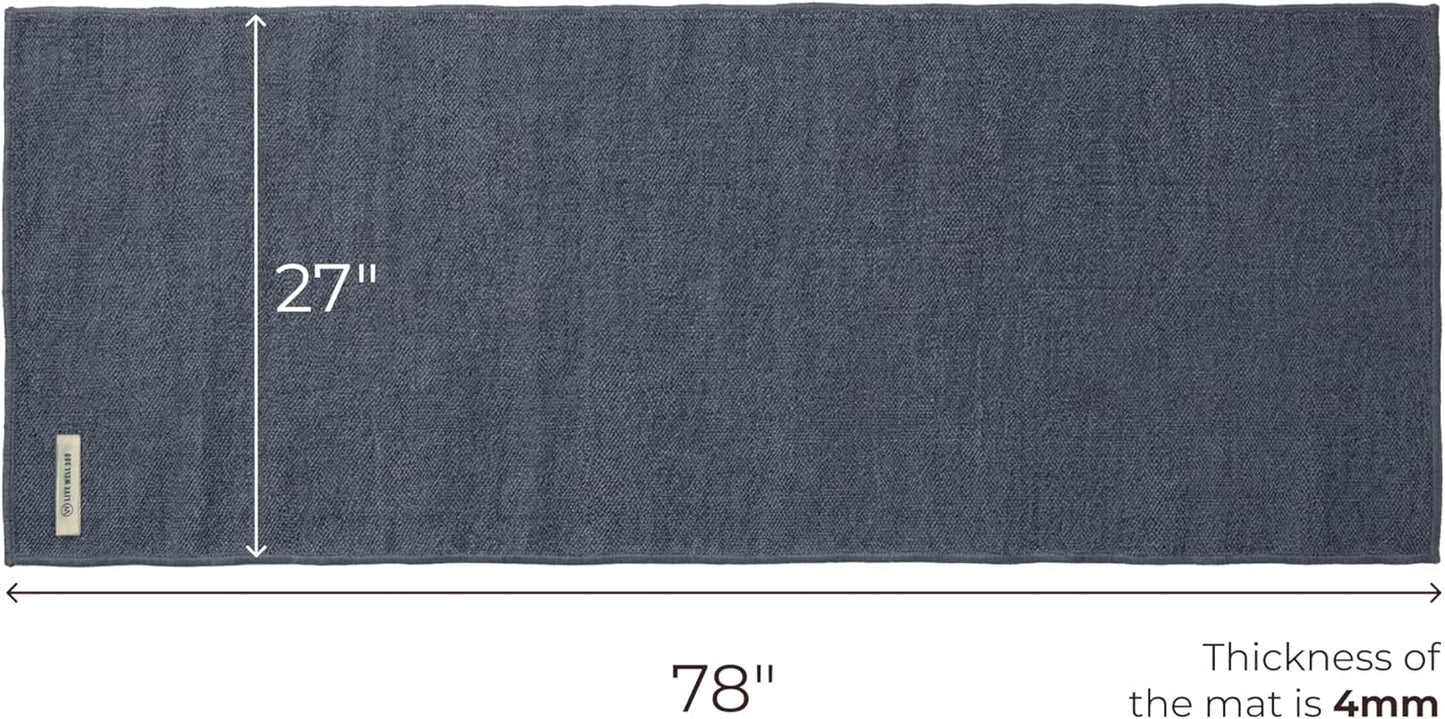 Live Well 360 Handmade Organic Cotton Yoga Mat - Non-Toxic, Chemical-free and All Natural Cloth Yoga Mat - Exercise, Workout, & Fitness Rug - Woven Material - Absorbent & Washable - 78" x 27"
