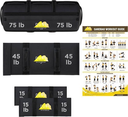 Sandbags for Working Out (Unfilled) - Enhance Your Fitness with Our Workout Sandbag, Versatile & Durable Sand Bags for Weight Training 15-75 lbs - Sandbags for Fitness Guide Included
