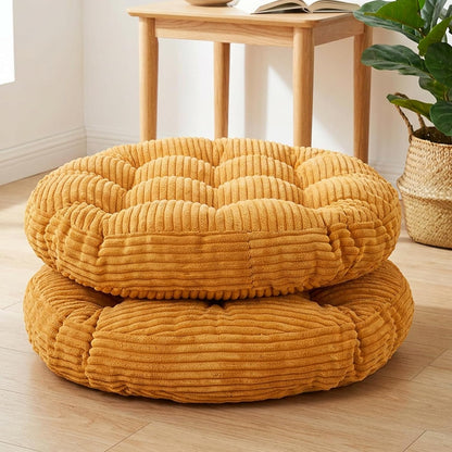 Meditation Floor Pillow Set of 2,Memory Foam Meditation Cushion for Adults Sitting, Large Square Thickened Seat Cushions for Yoga, Tatami Living Room (2, Orange)