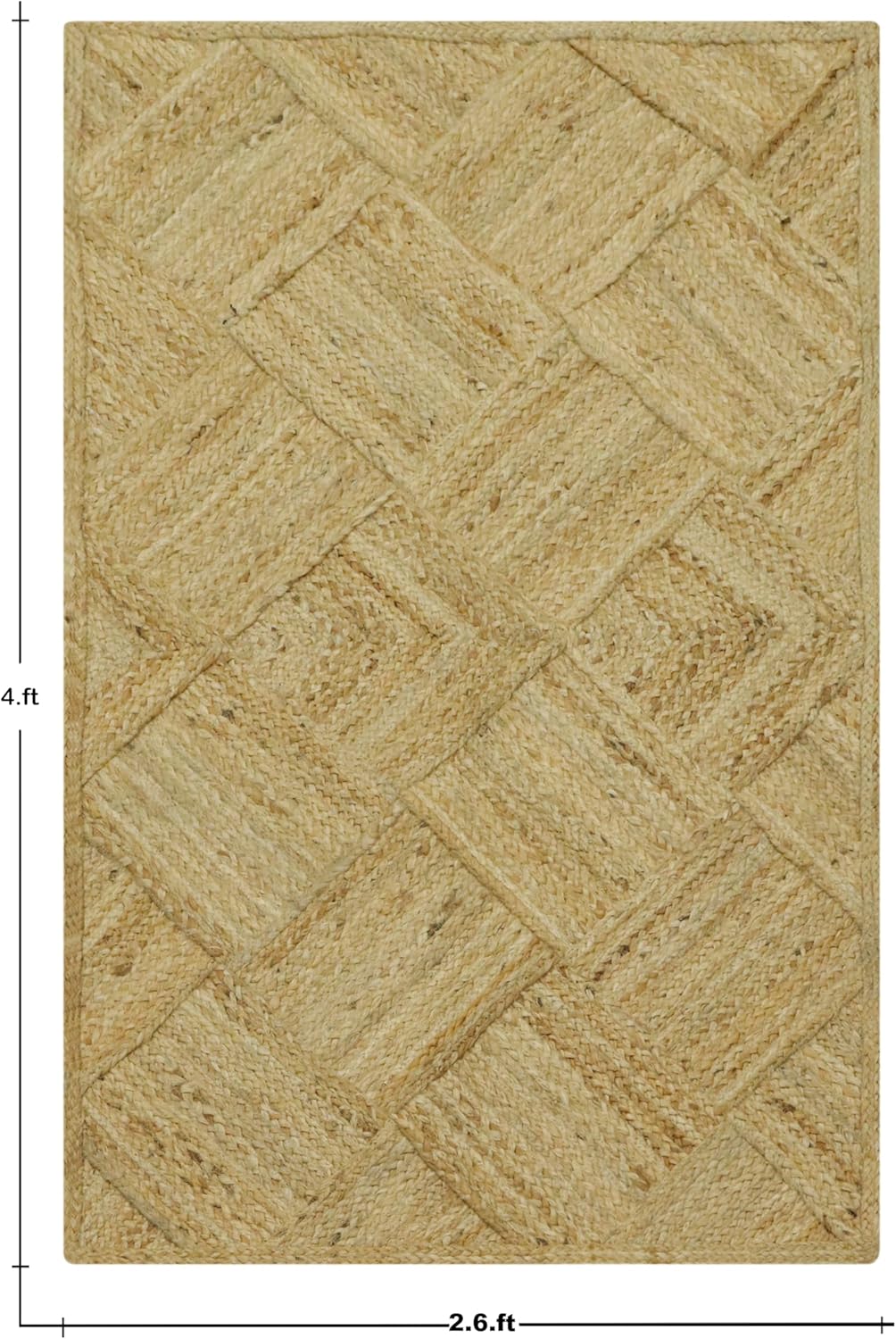 Hand Braided Jute 4 Ft Square Kilim Rug Flatweave Pink Geometric Pattern Jute Sisal Rug, Thick 0.27 Inch Indoor Outdoor Carpet for Kitchen, Bedside, Yoga Mat - Colors A