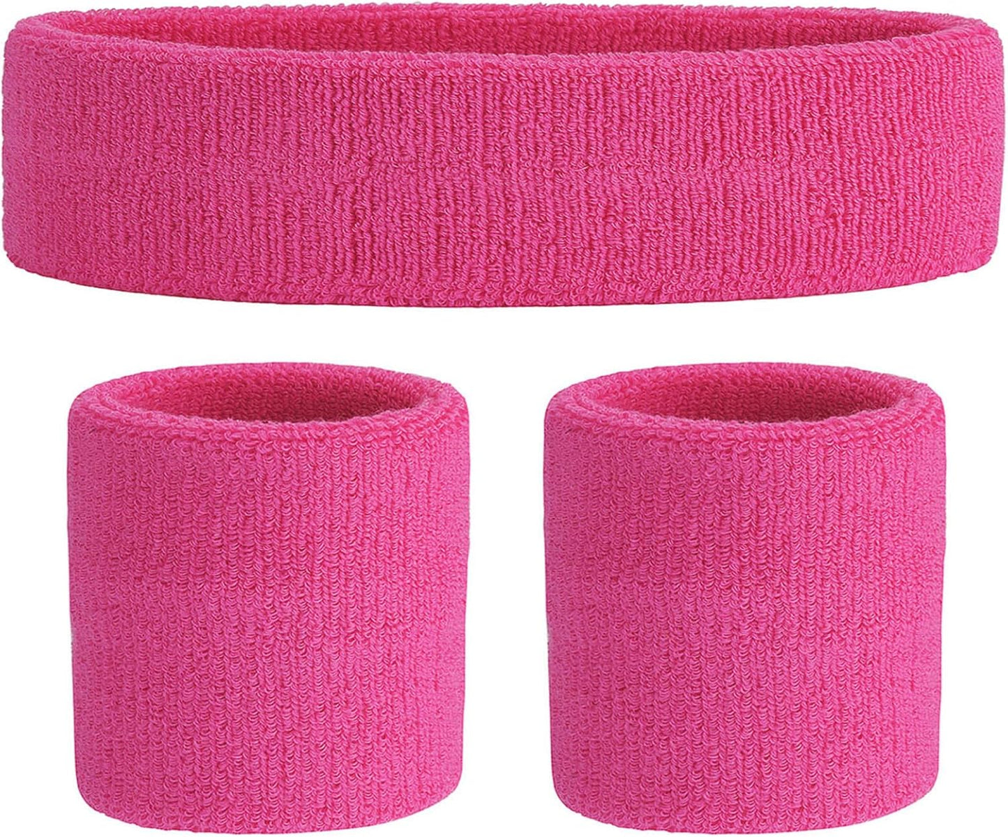 ONUPGO Sweatband Set Sports Headband Wristband Set Sweatbands Terry Cloth Wristband Wrist Sweatband Headbands Moisture Wicking Sweat Absorbing Head Band