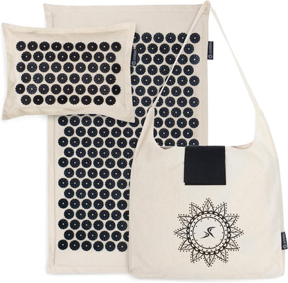 ProsourceFit Ki Acupressure Mat and Pillow Set with 100% Natural Linen for Back/Neck Pain Relief and Muscle Relaxation
