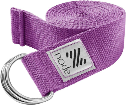 7-1/2' Yoga Strap for Stretching, Woven Cotton Blend Yoga Strap with Adjustable D-Ring Buckle for Exercise, Therapy and Fitness