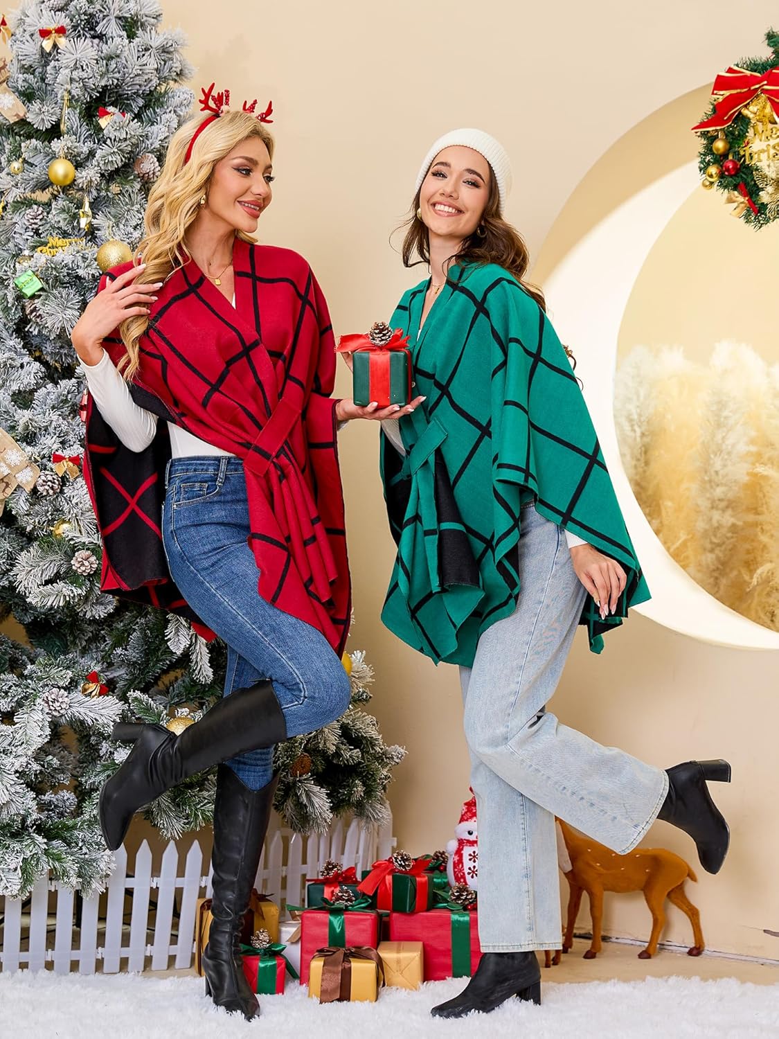 Moss Rose Women's Shawl Wrap Poncho Ruana Cape Open Front Cardigan Shawls for Spring Fall Winter