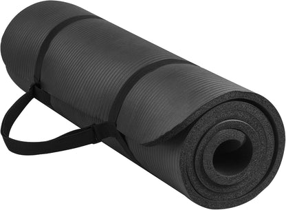 Fitvids All Purpose 1/2-Inch Extra Thick High Density Anti-Tear Exercise Yoga Mat with Carrying Strap and Yoga Blocks, Multiple Colors