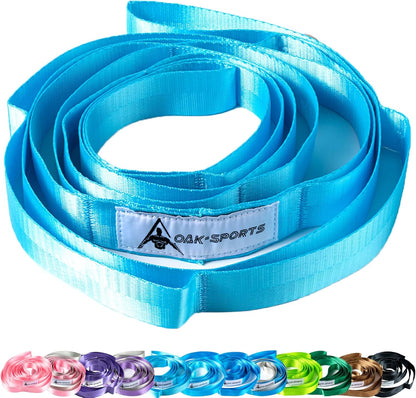 Oak-Sports Stretching Strap Yoga Strap for Physical Therapy with 10 Loops, Yoga Straps for Stretching, Upgraded Non-Elastic Stretch Band for Pilates, Dance and Gymnastics with Workout Guide