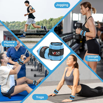 VBSD Adjustable Ankle Weights for Men Women, 2 4 6 8 10 lbs 1 Pair Leg Weight Straps, Weighted Ankle Weight Set with Removable Sandbags for Walking Running Yoga Physical Therapy Gym Home Workout
