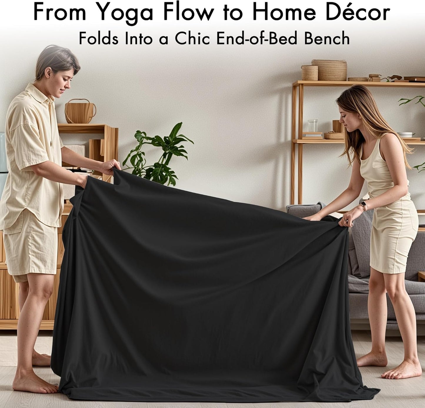 Convertible Yoga Chair for Adults, Ergonomic Foam Lounge with Lumbar Pillow, Washable Cover, Side Pocket, No Assembly Needed – Great for Exercise, Stretching & Relaxation Black