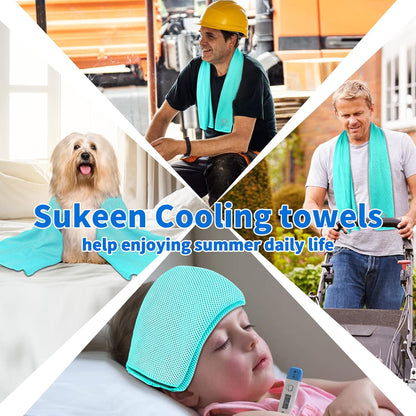 Sukeen [4 Pack Cooling Towel (40"x12"), Soft Breathable Chilly Microfiber Towel for Yoga,Sport,Running,Gym,Workout,Camping,Fitness,Workout & More Activities