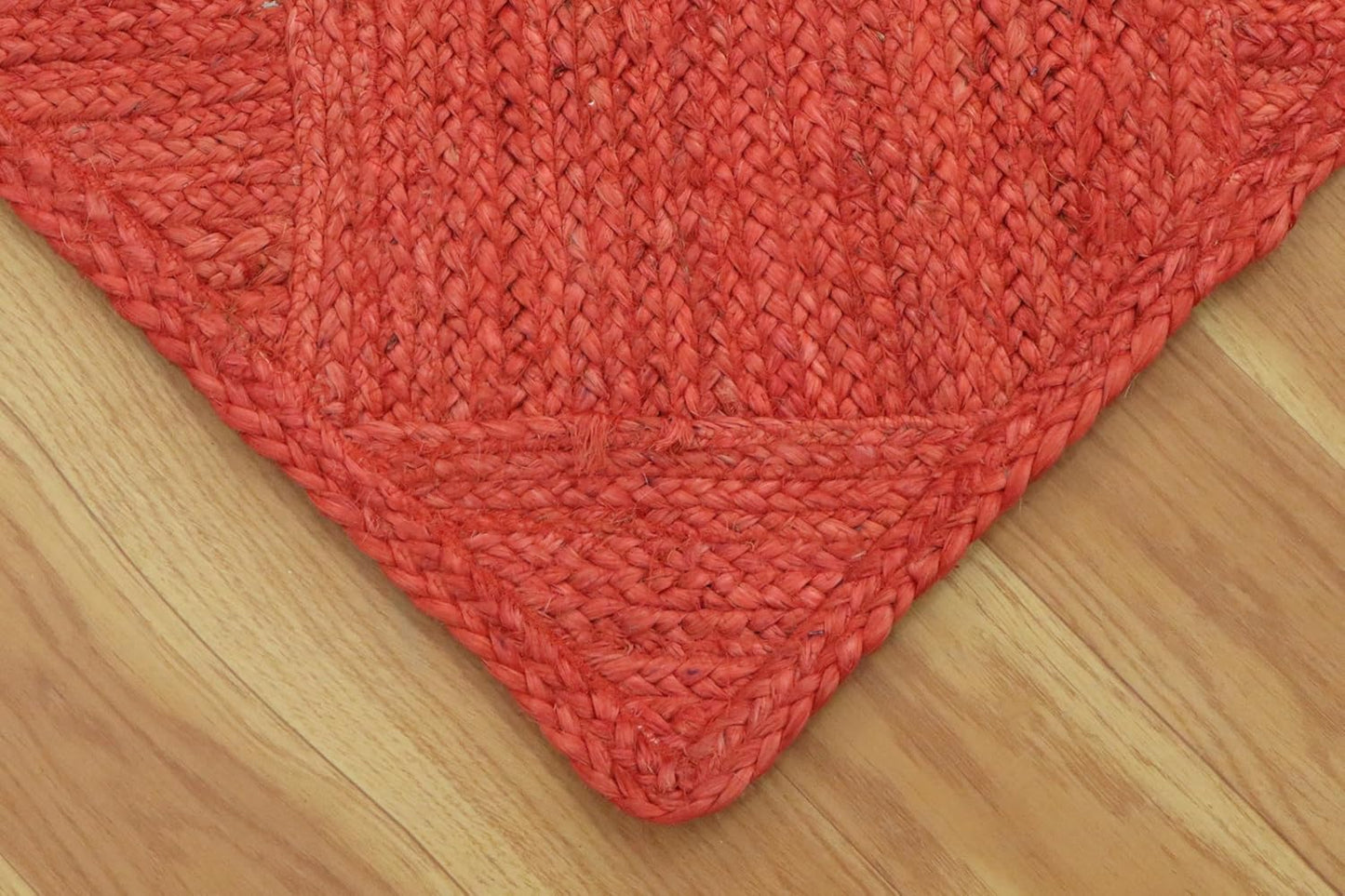 Hand Braided Jute 4 Ft Square Kilim Rug Flatweave Pink Geometric Pattern Jute Sisal Rug, Thick 0.27 Inch Indoor Outdoor Carpet for Kitchen, Bedside, Yoga Mat - Colors A