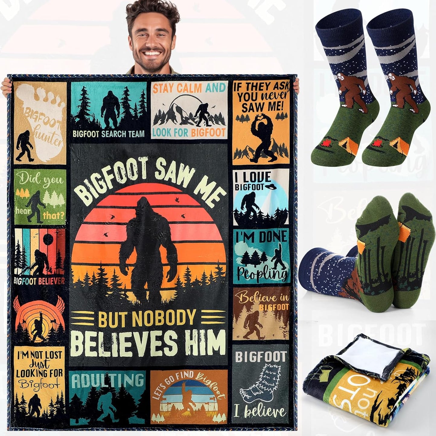 HunnmingRe 2 Pcs Unique Yoga Blanket and Socks Gifts for Yoga Lovers 50" x 60" Restorative Instructor Teacher Mother's Day Birthday Gag Gifts for Meditation Gymnasts Women Girls