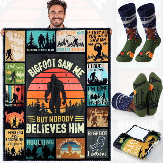 HunnmingRe 2 Pcs Unique Yoga Blanket and Socks Gifts for Yoga Lovers 50" x 60" Restorative Instructor Teacher Mother's Day Birthday Gag Gifts for Meditation Gymnasts Women Girls