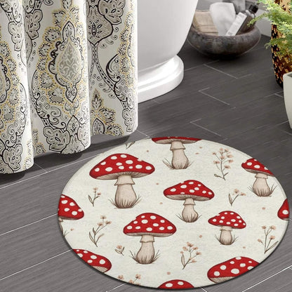 Large Home Decor Mat, Soft Round Yoga Carpet, Non Slip Machine Washable Home Office Circle Rug Gothic Witchy Sun Moon Mushroom Moth