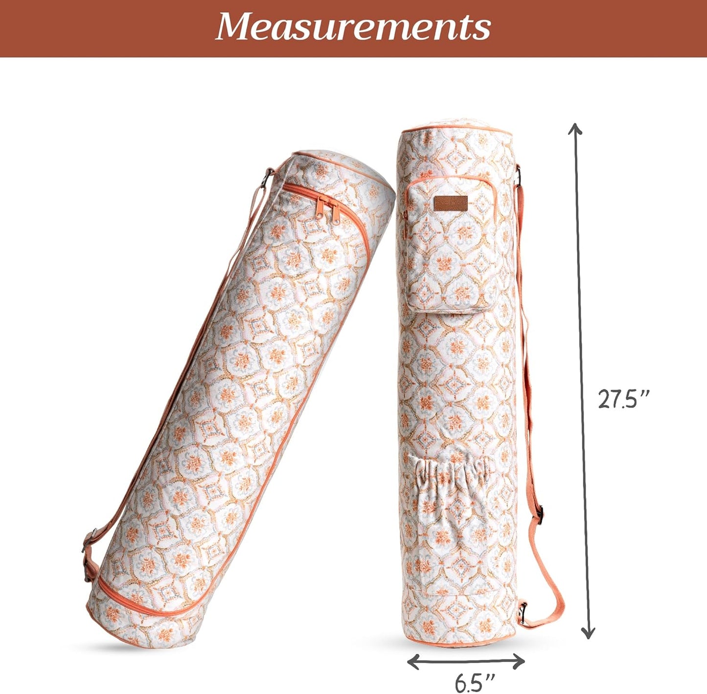Maison d' Hermine Yoga Mat bag, Cylindrical bag for Woman&Men, yoga mat Bag &Adjustable shoulder straps Yoga Mat Carrier Bag with Drawstring Water Bottle Pocket and zipper pocket Easter Gifts