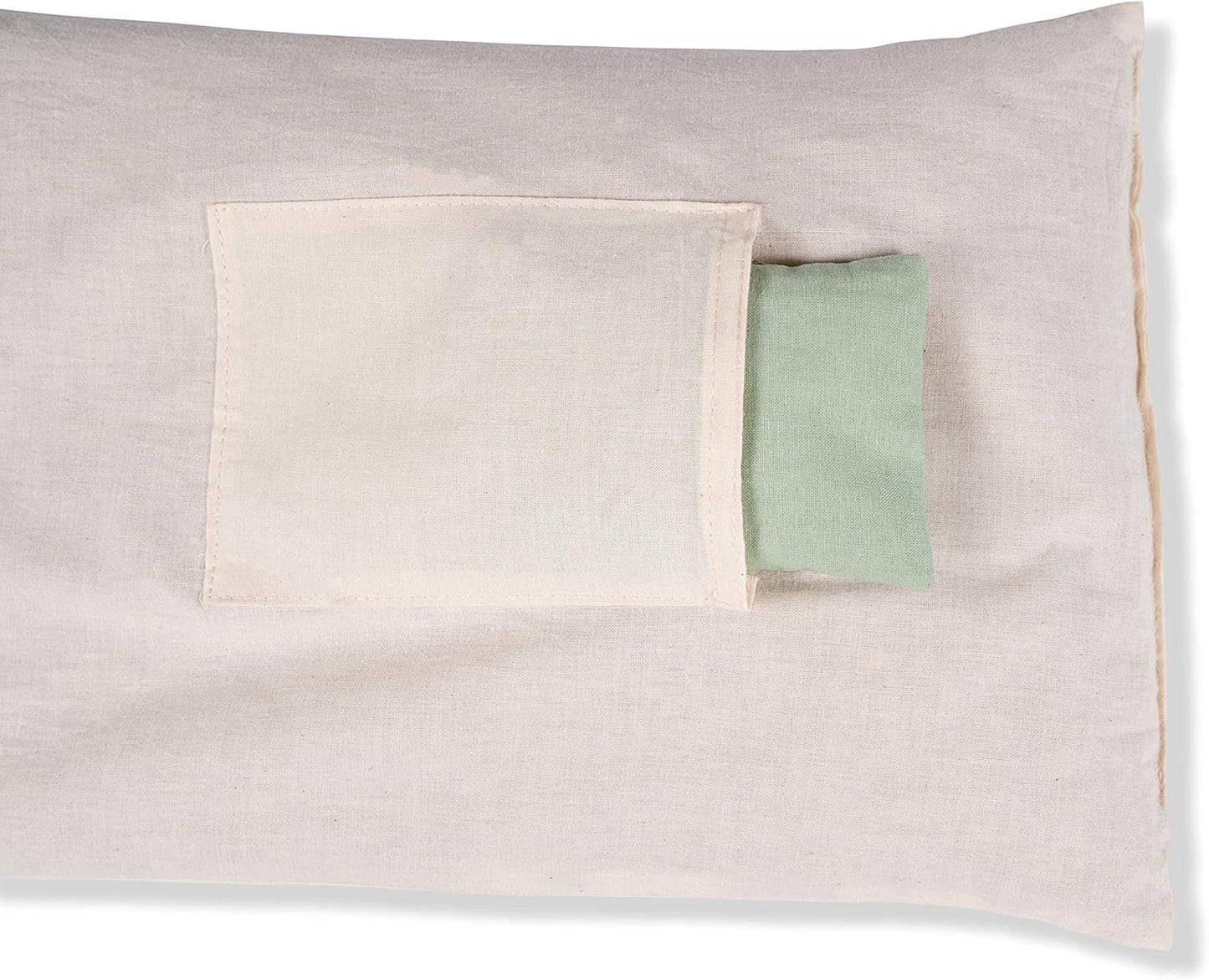 Kanjo Aroma Mint Acupressure Pillow - 100% Cotton Linen with Natural Cork Filling - Aromatherapy Pillow for Back Pain and Neck Pain Relief