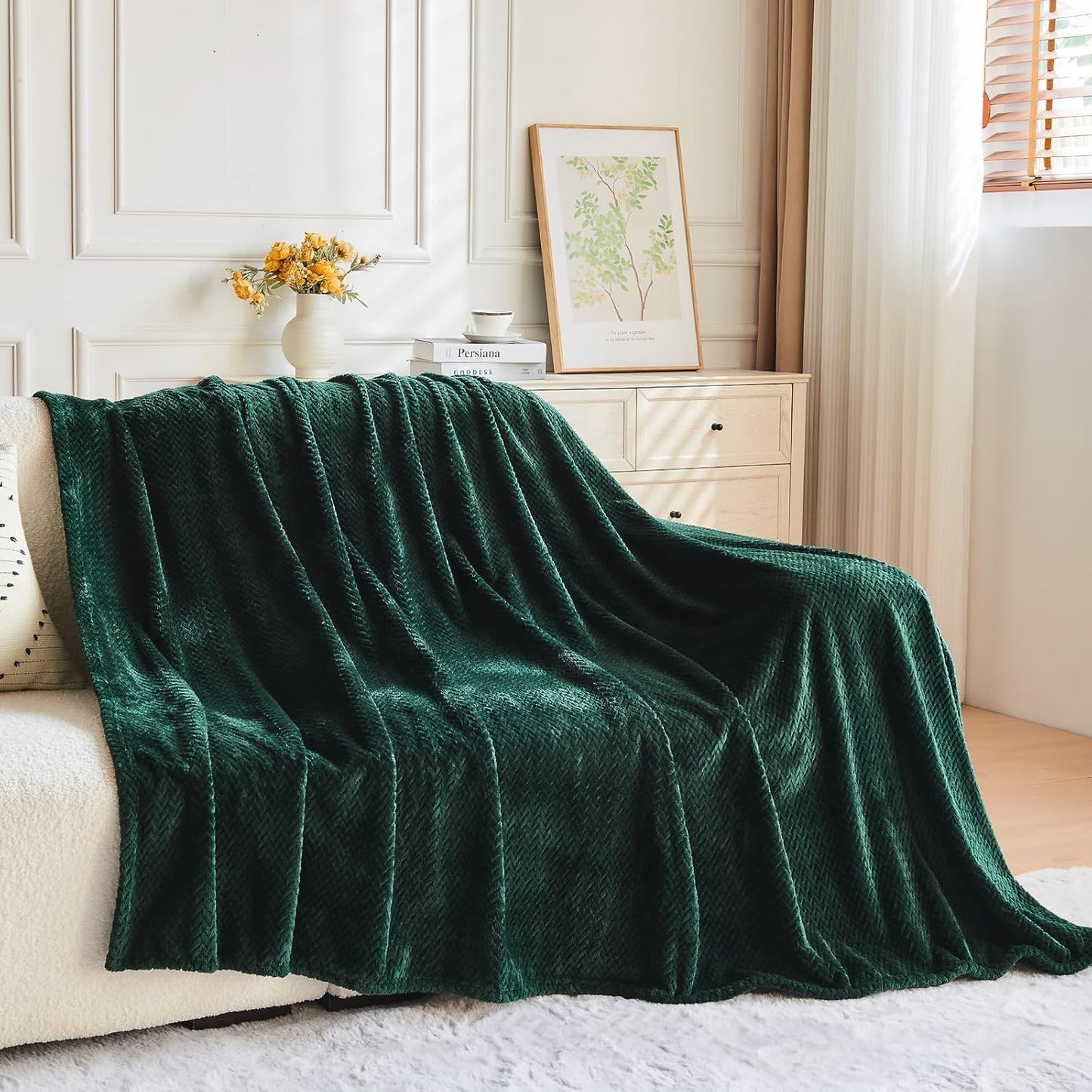 NEWCOSPLAY Super Soft Throw Blanket Light Purple Premium Silky Flannel Fleece Leaves Pattern Lightweight Bed Blanket All Season Use (Light Purple, Throw(50"x60")) - Colors B