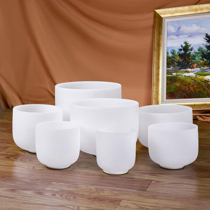 TOPFUND 6-12 inch 432Hz Chakra Set of 7 Crystal Singing Bowls with Heavy Duty Carrying Case and Singing Bowl Mallets
