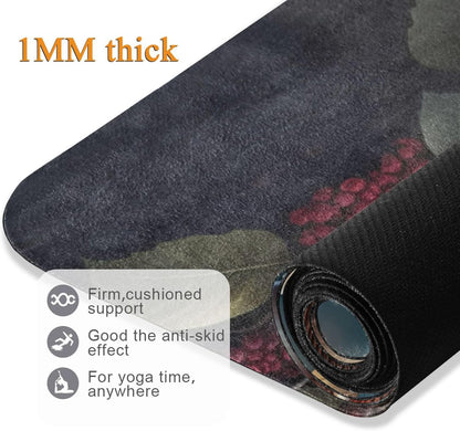 Large Red Mushroom Yoga Mat, 71” x 26” Non-Slip Sports Yoga Mat with Storage Bag, for Indoor and Outdoor Fitness Exercise, Pilates