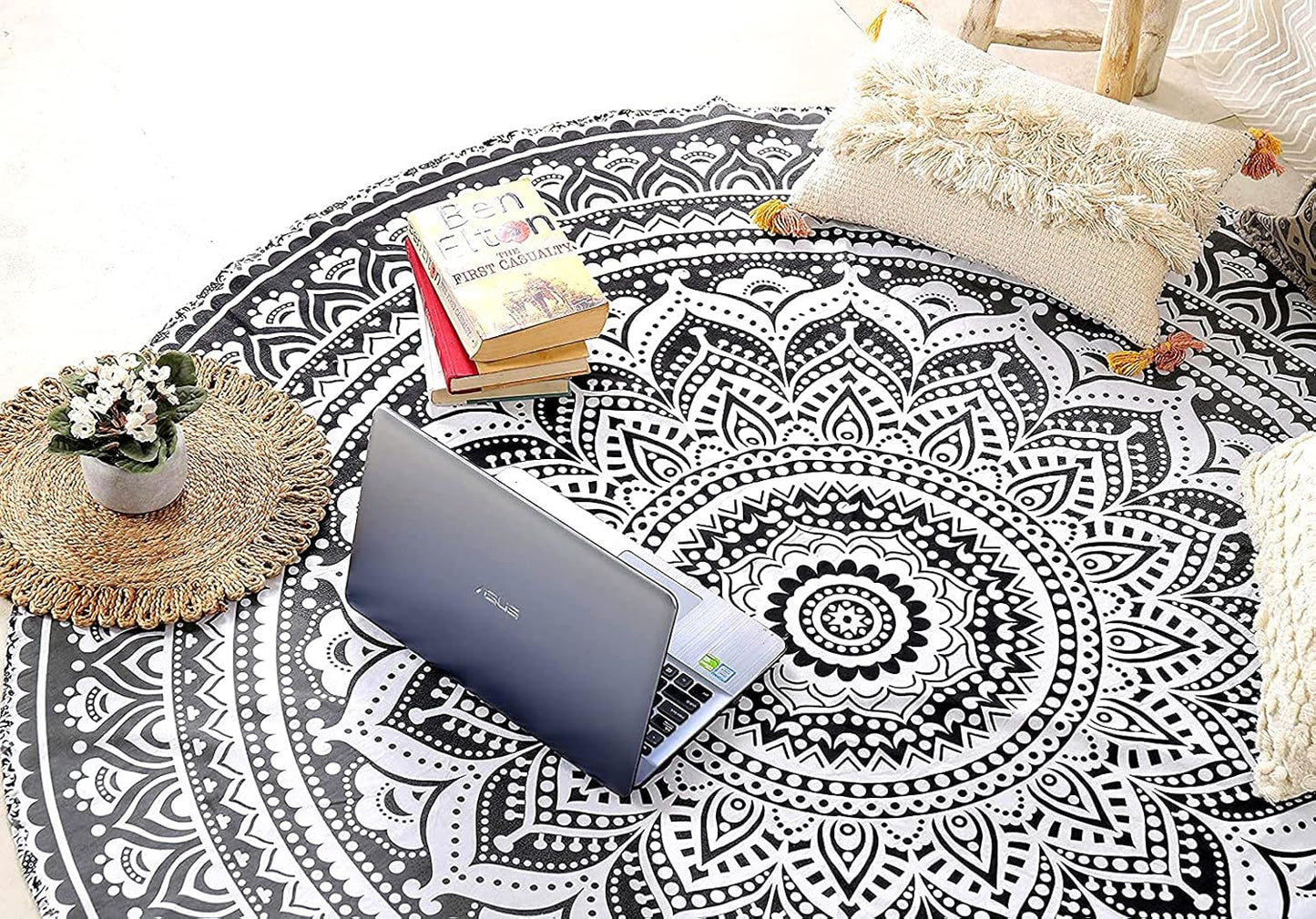 raajsee Purple Round Beach Tapestry Hippie/Boho Beach Blanket Mandala/Indian Cotton Throw - Round Tablecloth/Home Decor/Indie Rug Yoga Mat Meditation Picnic Rugs 127 CM / 50 INCHE Circle