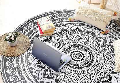 raajsee Purple Round Beach Tapestry Hippie/Boho Beach Blanket Mandala/Indian Cotton Throw - Round Tablecloth/Home Decor/Indie Rug Yoga Mat Meditation Picnic Rugs 127 CM / 50 INCHE Circle