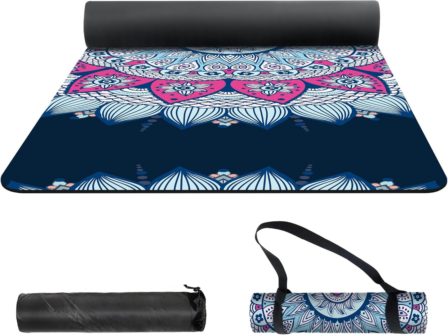 nuveti Yoga Mat Print Extra Thick TPE Non Slip Fitness Exercise Mat with Carrying Bag,72"x24" Extra Thick 6MM Exercise & Workout Mat for Yoga, Pilates Fitness and Floor Exercises - Colors A