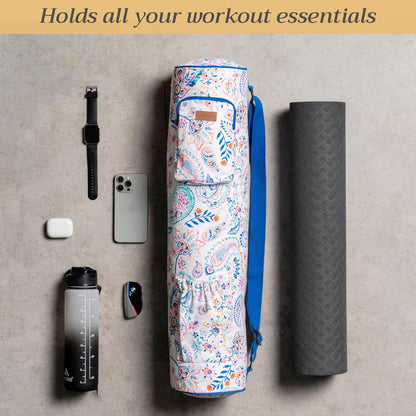 Maison d' Hermine Yoga Mat bag, Cylindrical bag for Woman&Men, yoga mat Bag &Adjustable shoulder straps Yoga Mat Carrier Bag with Drawstring Water Bottle Pocket and zipper pocket Easter Gifts