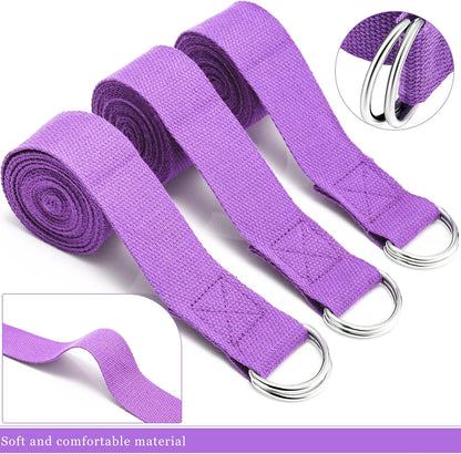 Leyndo Yoga Strap Stretching Pilates Exercise Adjustable Straps 6 ft Non Elastic Yoga Belt with Adjustable D Ring Buckle for Pilates Gym Workouts Fitness