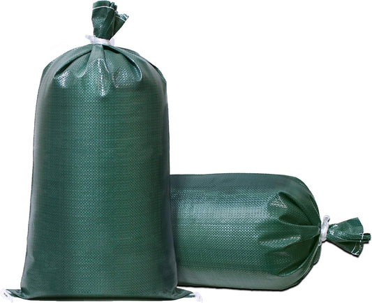 Sandbags - Extra Durable Empty White Woven Polypropylene Sand Bags w/Ties, Max. UV Protection, 14" x 26" (10 Count)