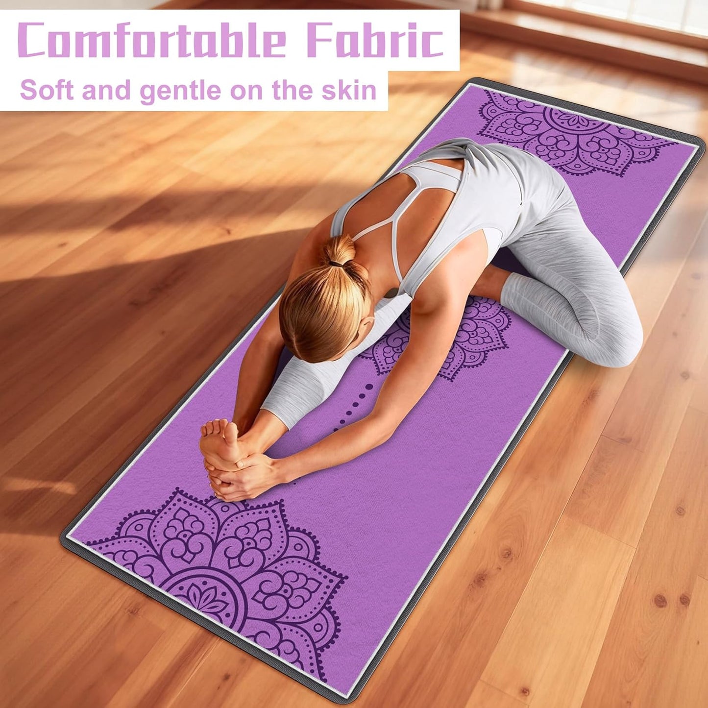 Yoga Towel,Absorbent Yoga Mat Towel for Hot Yoga Non Slip,Stylish Prints,Ideal for Workouts,Hot Yoga,Bikram,Pilates Equipment,72 x 27 in,Gradient Mandala