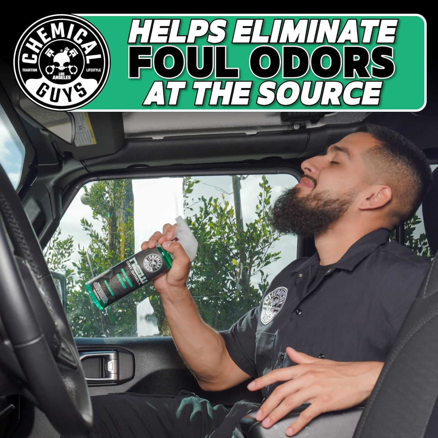 Chemical Guys New Car Smell Air Freshener and Premium Odor Eliminator Refreshes & Neutralizes Odors, Great Car Fresheners for Trucks, SUVs, RVs, and More - 16 oz