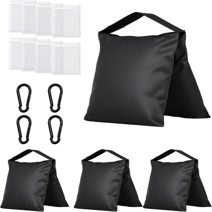 4-Pack Heavy Duty Sandbags,Multi-Use Stability for Photography Backdrop Stands Tripods Canopies Tents & Outdoor Gear,Reinforced Design + 4 Clips